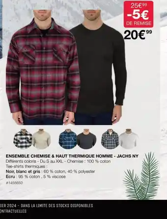 Costco ENSEMBLE CHEMISE & HAUT THERMIQUE HOMME - JACHS NY offre