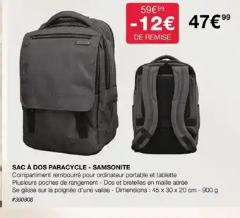 Costco SAC À DOS PARACYCLE - SAMSONITE offre