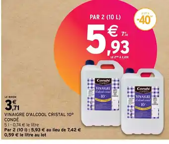 Intermarché VINAIGRE D'ALCOOL CRISTAL 10⁰ offre