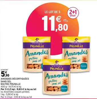 Intermarché AMANDES DÉCORTIQUÉES SANS SEL MAITRE PRUNILLE offre