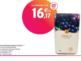 Intermarché VIN D'ESPAGNE MERLOT ROUGE offre