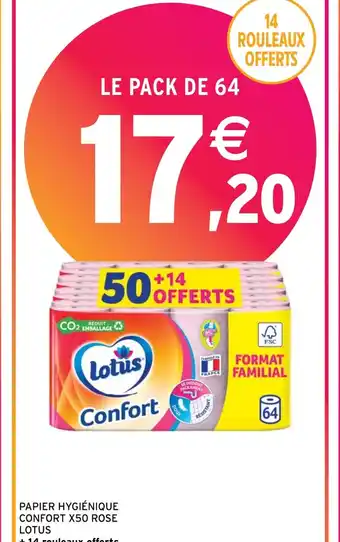 Intermarché PAPIER HYGIÉNIQUE CONFORT X50 ROSE LOTUS offre