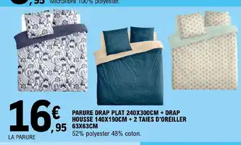 E.Leclerc PARURE HOUSSE DE COUETTE 140X200 CM + 1 TAIE D'OREILLER 63X63 CM offre