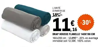 E.Leclerc DRAP HOUSSE FLANELLE 140X190 CM offre
