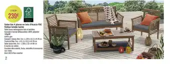Casino Supermarchés Salon Bas 4 Places En Bois D'acacia Fsc Finition Teintée Huilée offre
