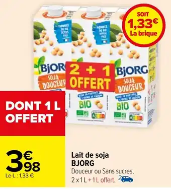 Carrefour Lait de soja BJORG offre