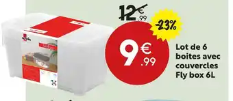 Lot de 6 boites avec couvercles fly box 6l