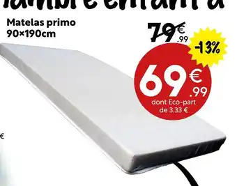 Maxi Bazar Dont eco-part de 3.33 € matelas primo 90x190cm offre