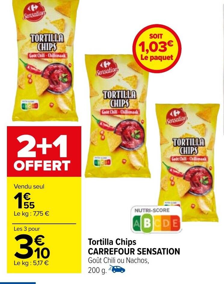 Promo Tortilla Chips CARREFOUR SENSATION chez Carrefour