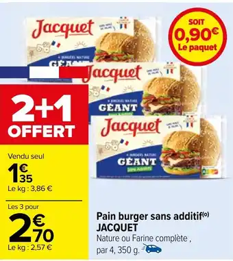 Carrefour Pain burger sans additif(⁰) JACQUET offre