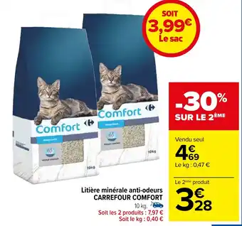Carrefour Litière minérale anti-odeurs CARREFOUR COMFORT offre