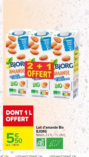 Carrefour Lait d'amande Bio BJORG offre