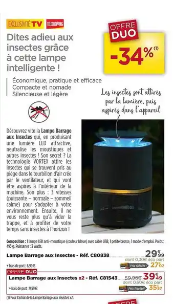 Teleshopping Lampe Barrage Aux Insectes offre