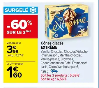 Carrefour Cônes glacés EXTRÊME offre