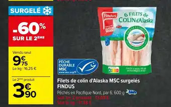 Carrefour Filets de colin d'Alaska MSC surgelés FINDUS offre