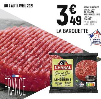 Spar Steaks Hachés Grand Cru De Charal Race Limousine 12% M.g. Charal offre