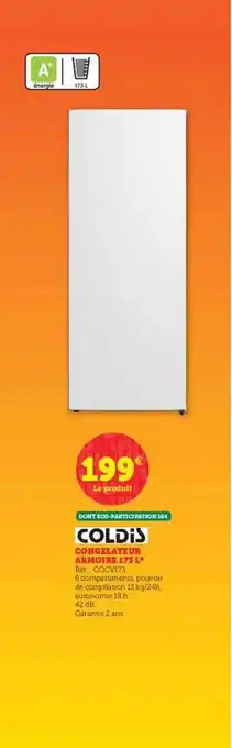 Hyper U Coldis Congélateur Armoire 173 L offre