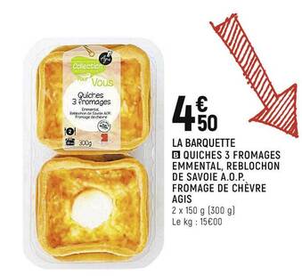 Spar Quiches 3 Fromages Emmental, Reblochon De Savoie A.o.p. Fromage De Chèvre Agis offre