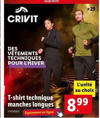 Lidl T-shirt technique manches longues offre