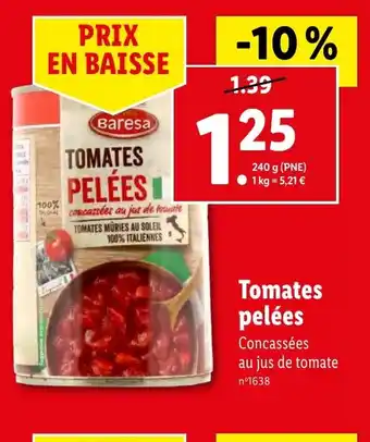 Lidl Tomates pelées offre