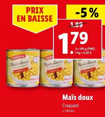 Lidl Maïs doux offre