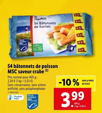 Lidl 54 bâtonnets de poisson MSC saveur crabe ( offre