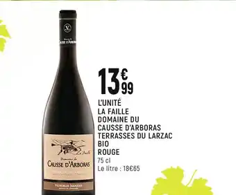 Spar La Faille Domaine Du Causse D'arboras Terrasses Du Larzac Bio Rouge offre