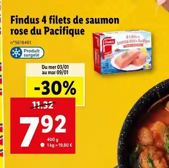 Lidl Findus 4 filets de saumon rose du Pacifique offre