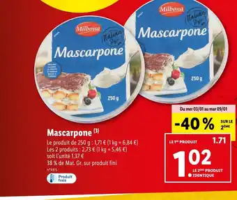 Lidl Mascarpone offre