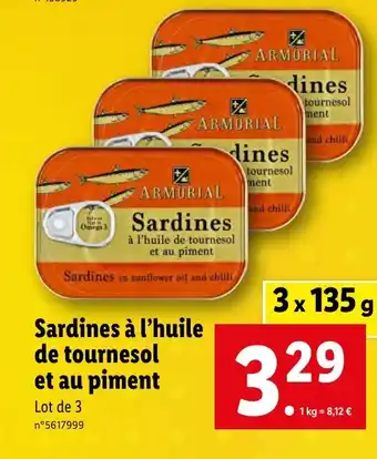Lidl Sardines à l'huile de tournesol et au piment offre