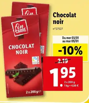 Lidl Chocolat noir offre