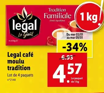 Lidl Legal café moulu tradition offre