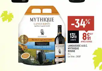 Spar Languedoc A.o.c. Mythique Rouge offre