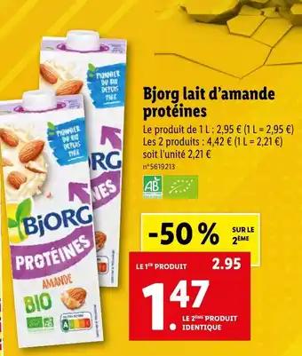 Lidl Bjorg lait d'amande protéines offre