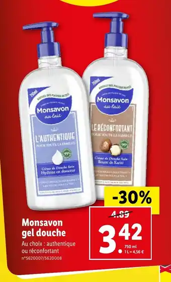 Lidl Monsavon gel douche offre