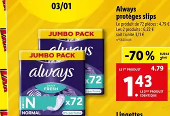 Lidl Always protèges slips offre