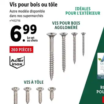 Lidl Vis pour bois ou tôle offre