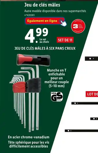 Lidl Jeu de clés mâles offre
