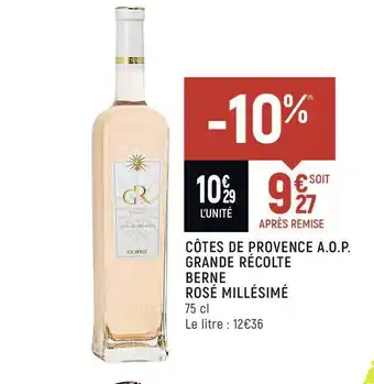 Spar Côtes De Provence A.o.p. Grande Récolte Berne Rosé Millésimé offre