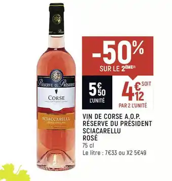 Spar Vin De Corse A.o.p. Réserve Du Président Sciacarellu Rosé offre