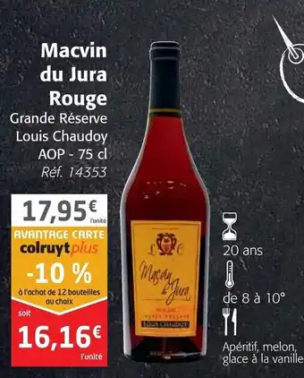 Colruyt Macvin Du Jura Rouge offre