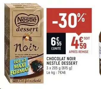 Spar Chocolat Noir Nestlé Dessert offre