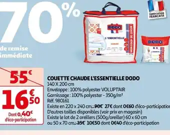Auchan COUETTE CHAUDE L'ESSENTIELLE DODO offre