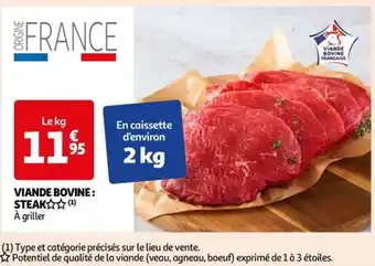 Auchan VIANDE BOVINE STEAK offre