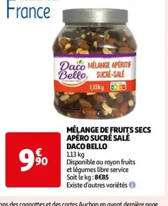 Auchan MÉLANGE DE FRUITS SECS APÉRO SUCRÉ SALÉ DACO BELLO offre