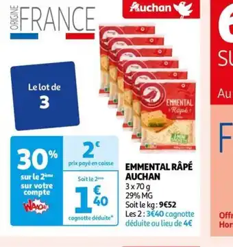 Auchan EMMENTAL RÂPÉ AUCHAN offre