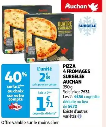 Auchan PIZZA 4 FROMAGES SURGELÉE offre