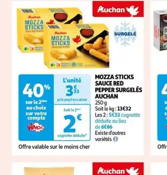 Auchan MOZZA STICKS SAUCE RED PEPPER SURGELÉS AUCHAN offre