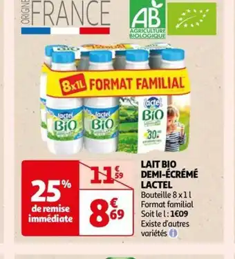 Auchan LAIT BIO DEMI-ÉCRÉMÉ offre