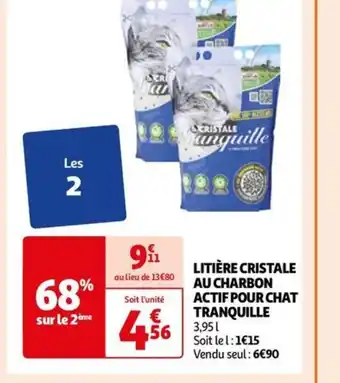 Auchan LITIÈRE CRISTALE AU CHARBON ACTIF POUR CHAT TRANQUILLE offre